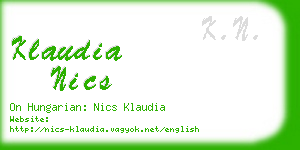 klaudia nics business card